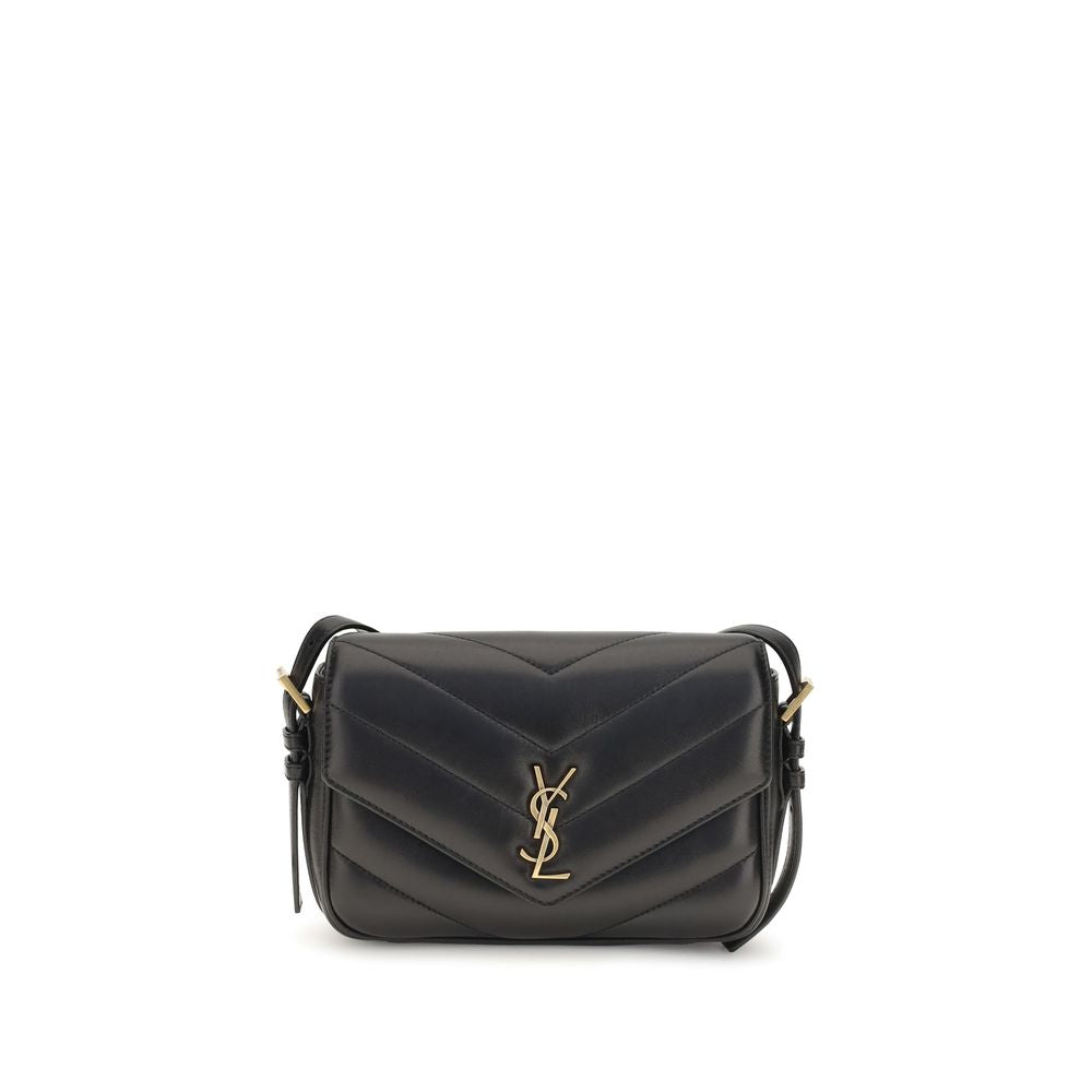 Saint Laurent Schwarze Lammleder Schultertasche Ovis Aries Aries