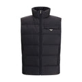 Prada Schwarze Ärmellose Jacke aus recyceltem Polyamid