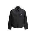 Prada Schwarze Jacke aus recyceltem Polyamid in voller Länge