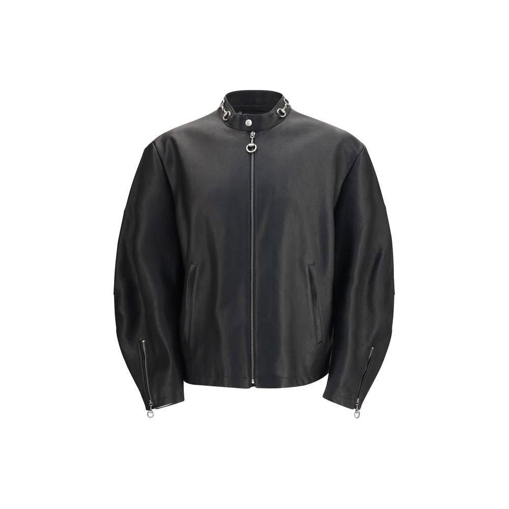Gucci Schwarze Biker-Jacke aus Kalbsleder Bos Taurus