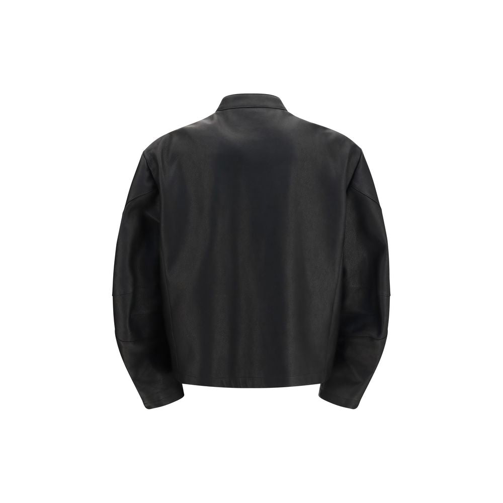 Gucci Schwarze Biker-Jacke aus Kalbsleder Bos Taurus