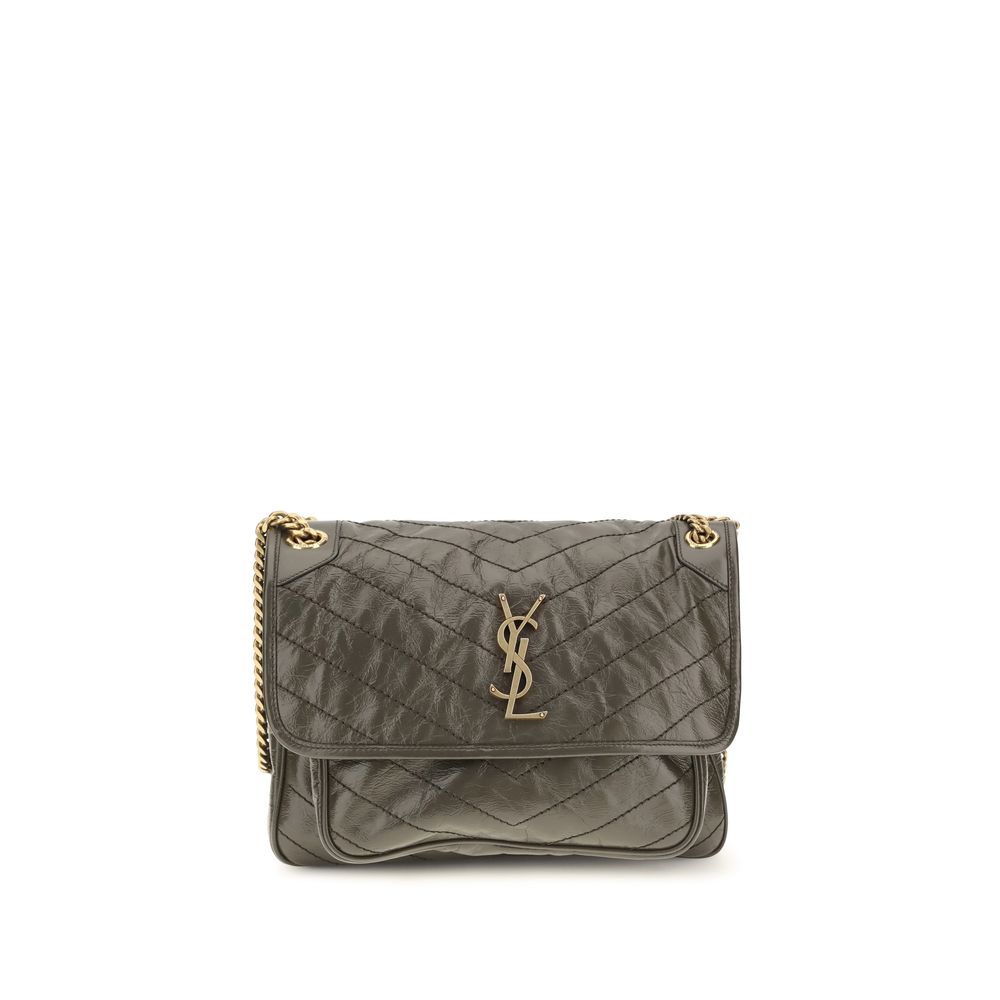 Saint Laurent Bicolor Calf Leather Bos Taurus Schultertasche