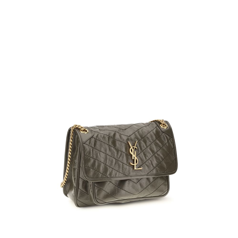 Saint Laurent Bicolor Calf Leather Bos Taurus Schultertasche