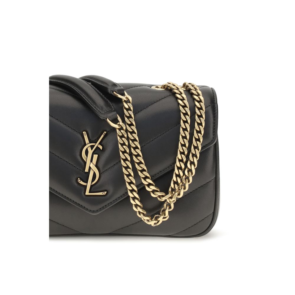 Saint Laurent Schwarze Lammleder Schultertasche Ovis Aries Aries