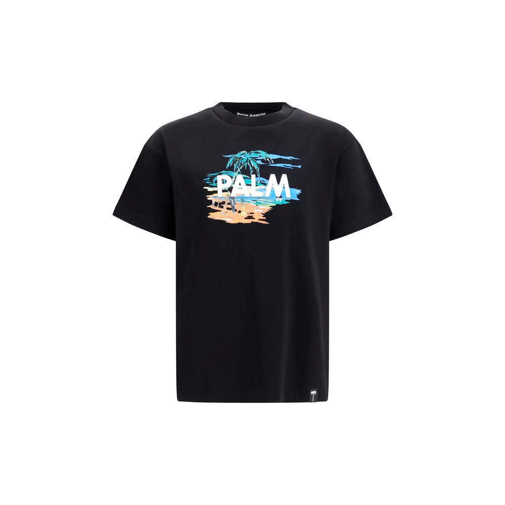 Palm Angels Schwarzes Baumwoll-T-Shirt