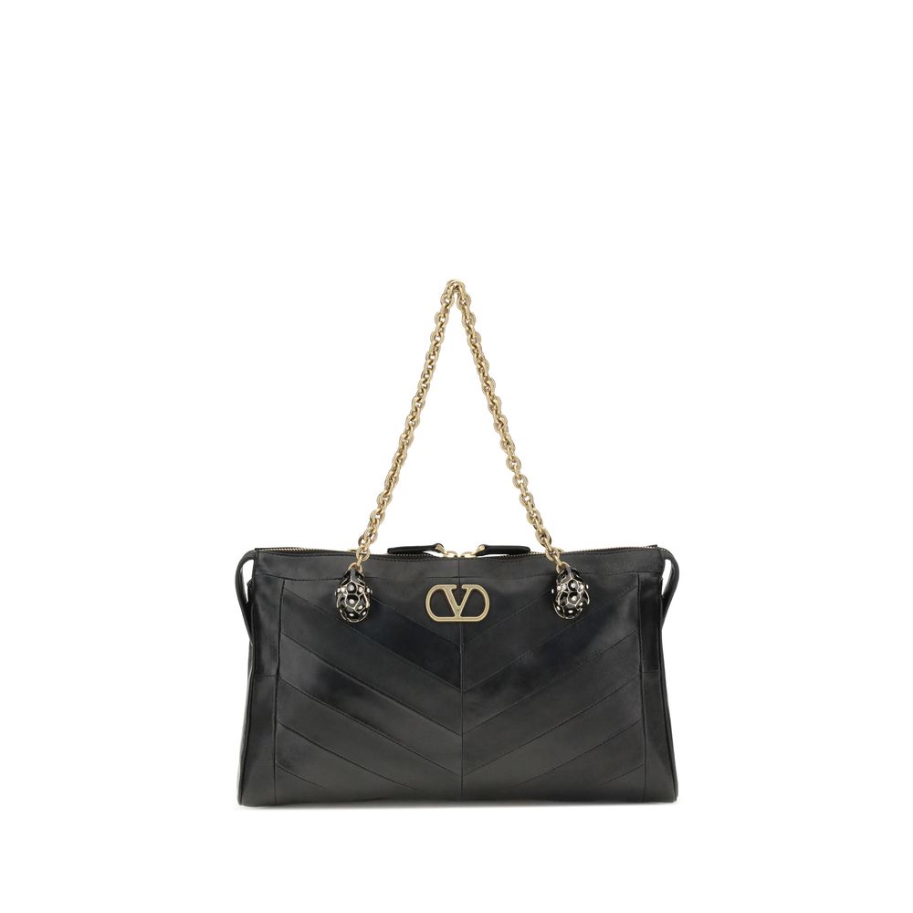 Valentino Garavani Schwarze Lammleder Schultertasche Ovis Aries Aries
