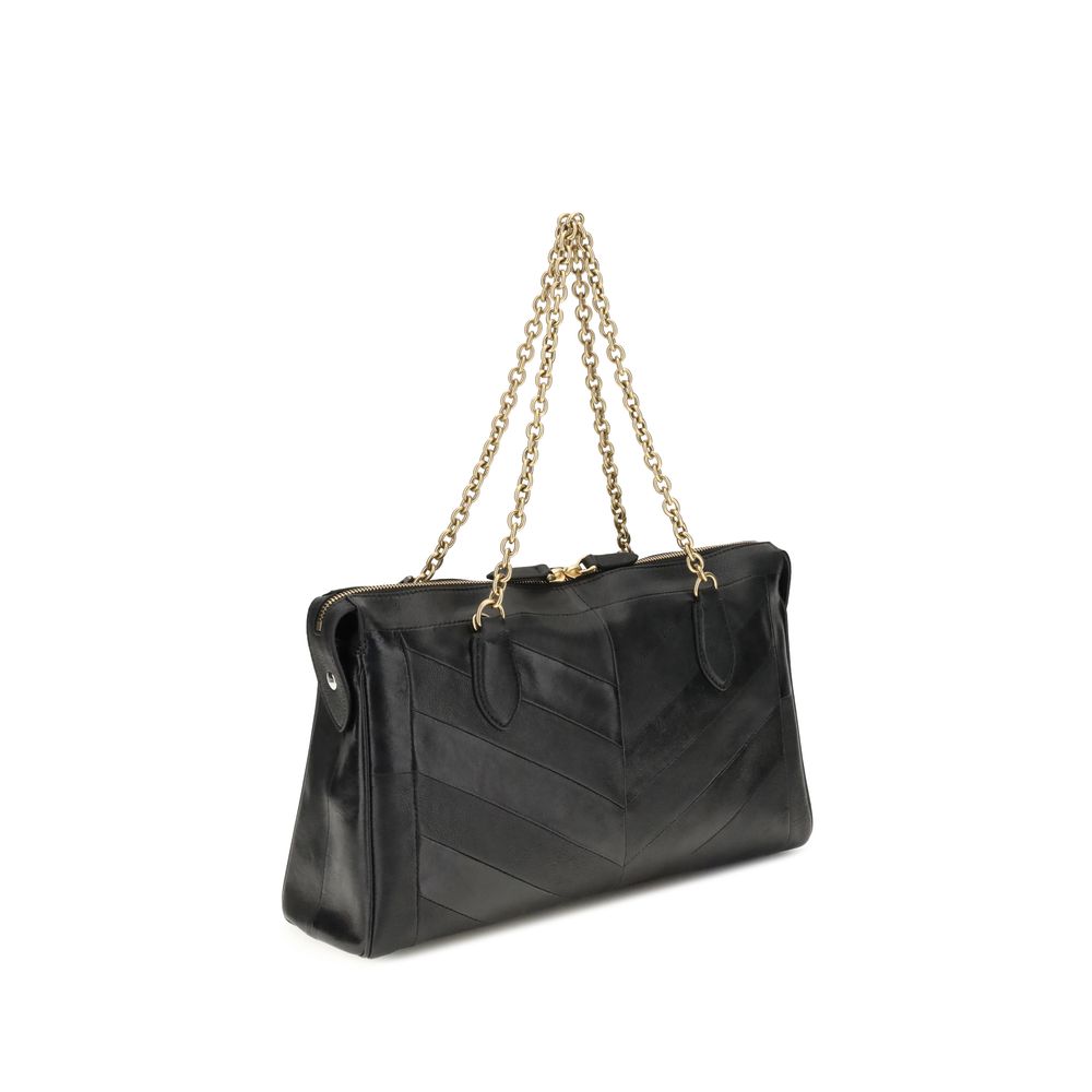 Valentino Garavani Schwarze Lammleder Schultertasche Ovis Aries Aries