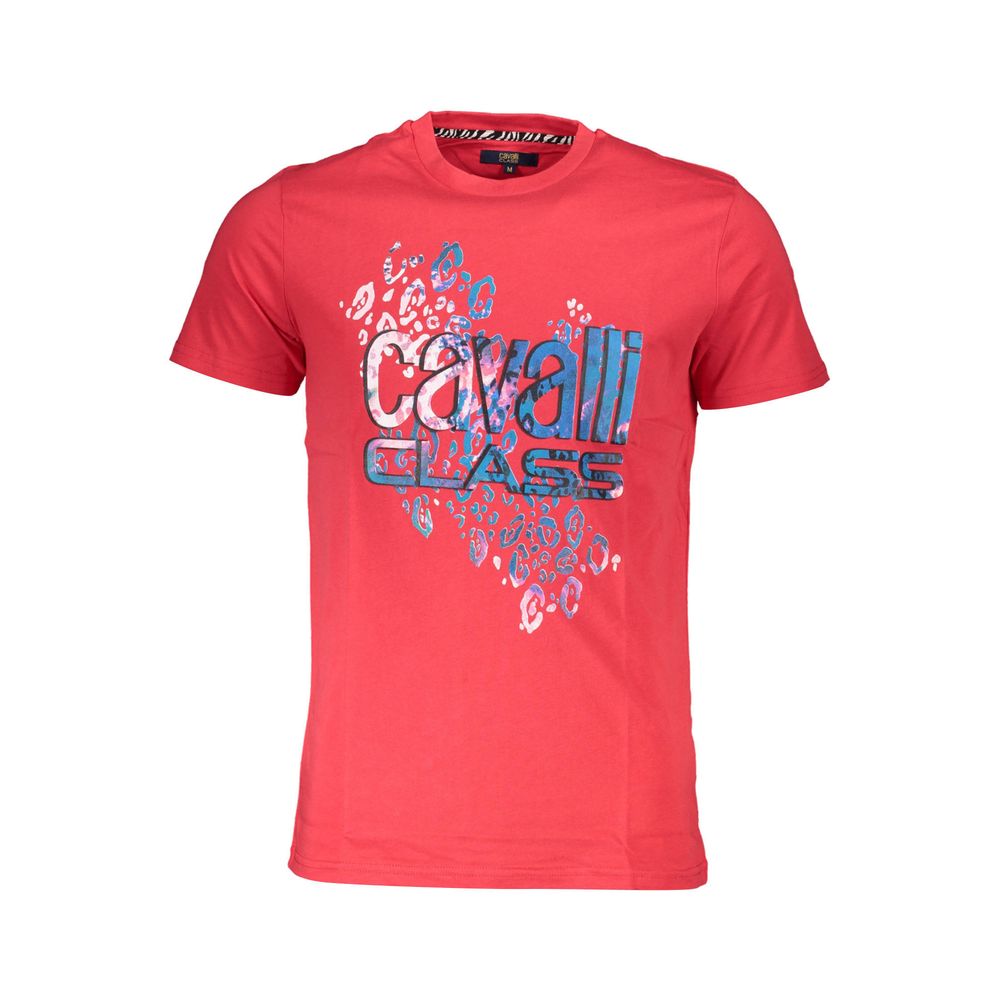 Cavalli Class Rotes Baumwoll-T-Shirt für Herren