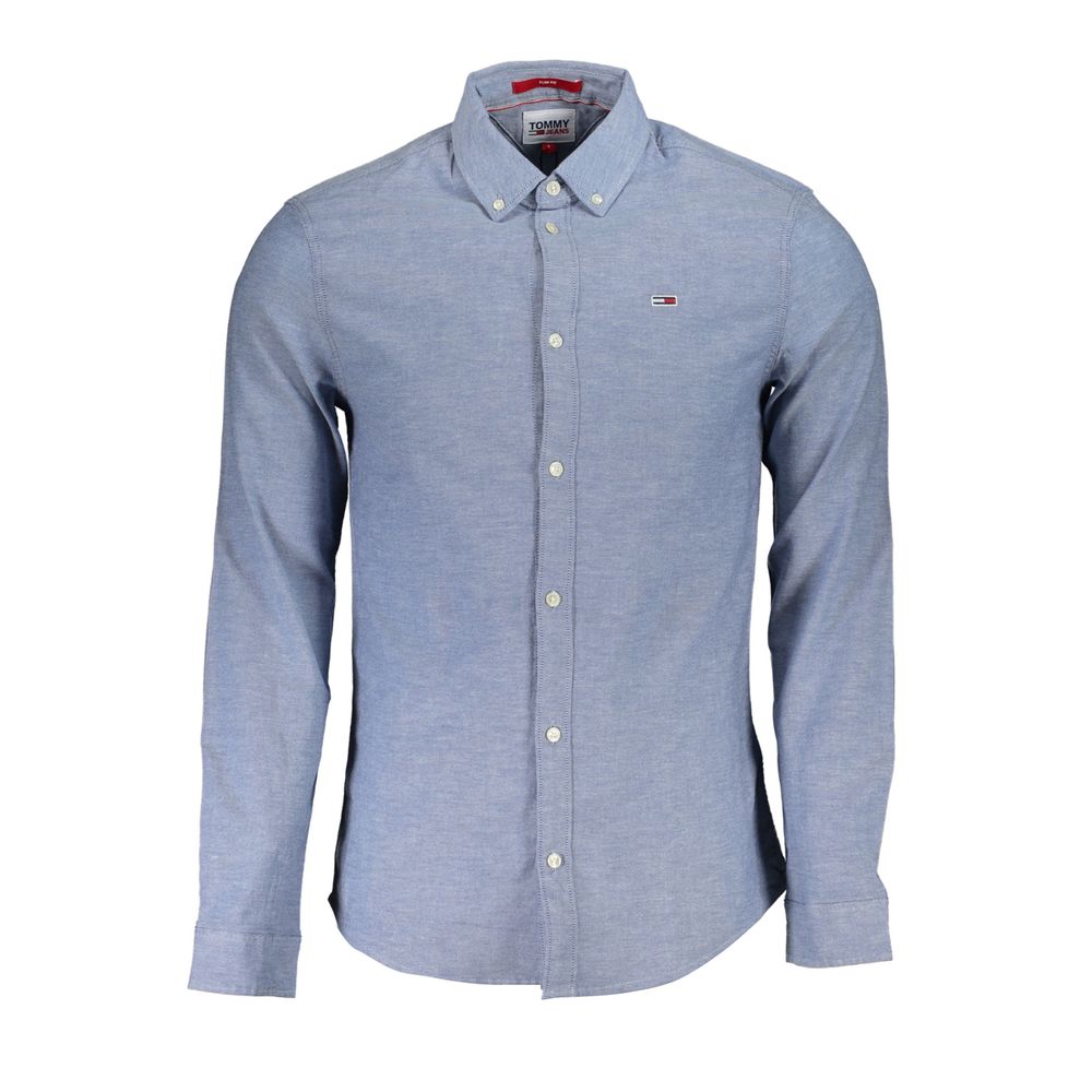 Tommy Hilfiger Herrenhemd aus blauer Baumwolle