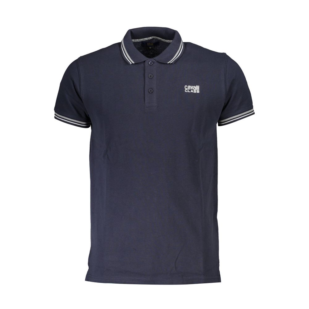 Cavalli Class Blaues Baumwoll-Poloshirt für Herren