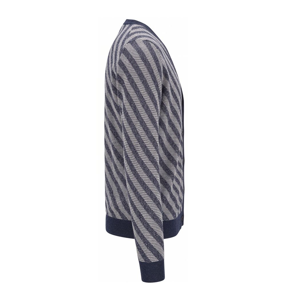 Malo Blauer Herren Cardigan aus Leinen