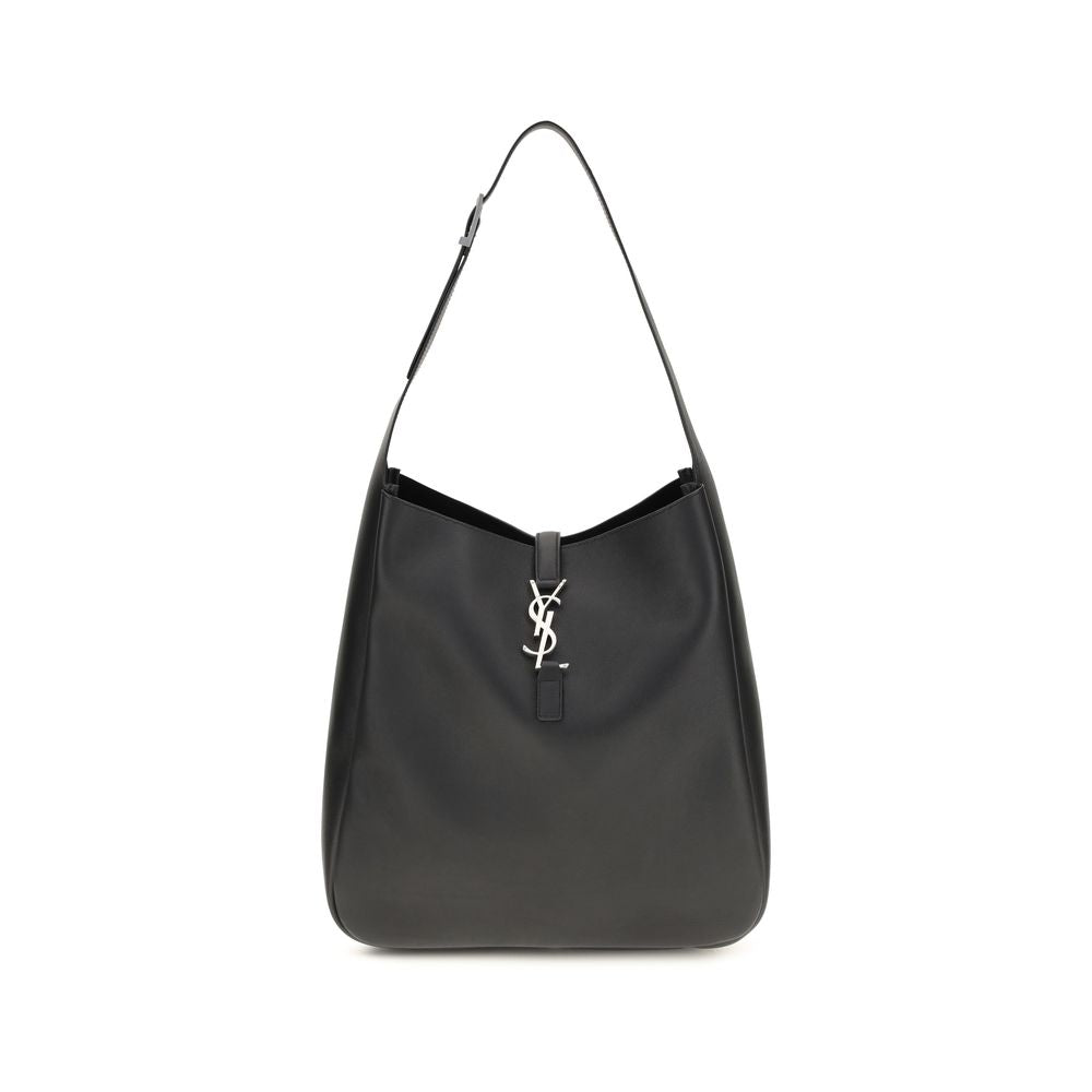 Saint Laurent Schwarze Bos Taurus Kalbsleder Schultertasche