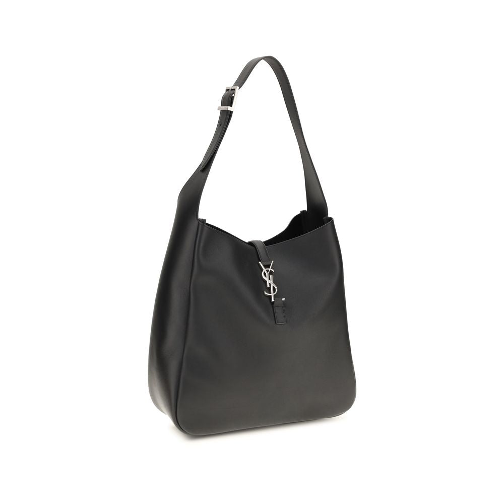 Saint Laurent Schwarze Bos Taurus Kalbsleder Schultertasche