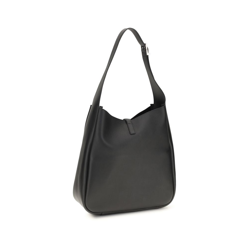 Saint Laurent Schwarze Bos Taurus Kalbsleder Schultertasche
