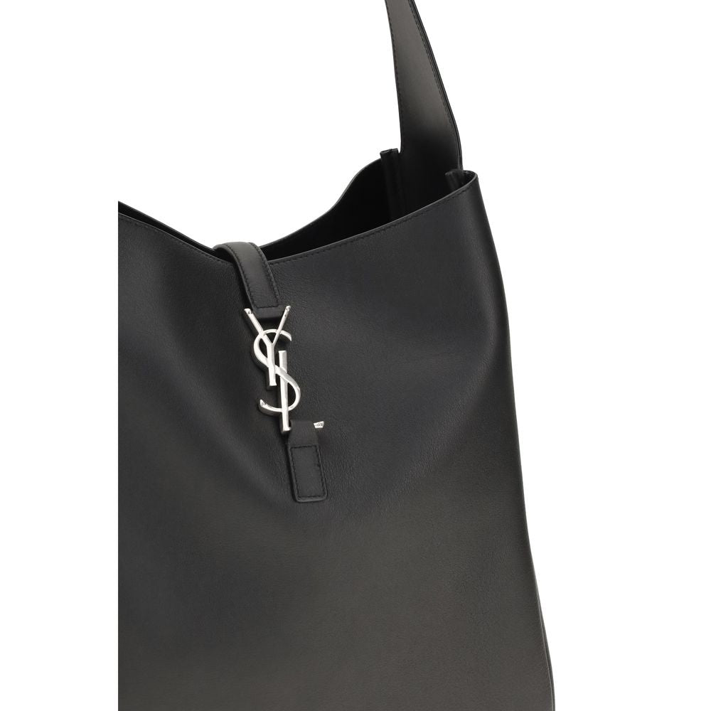 Saint Laurent Schwarze Bos Taurus Kalbsleder Schultertasche