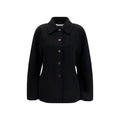 Rohe Schwarze Oves Aries Wolljacke in voller Länge