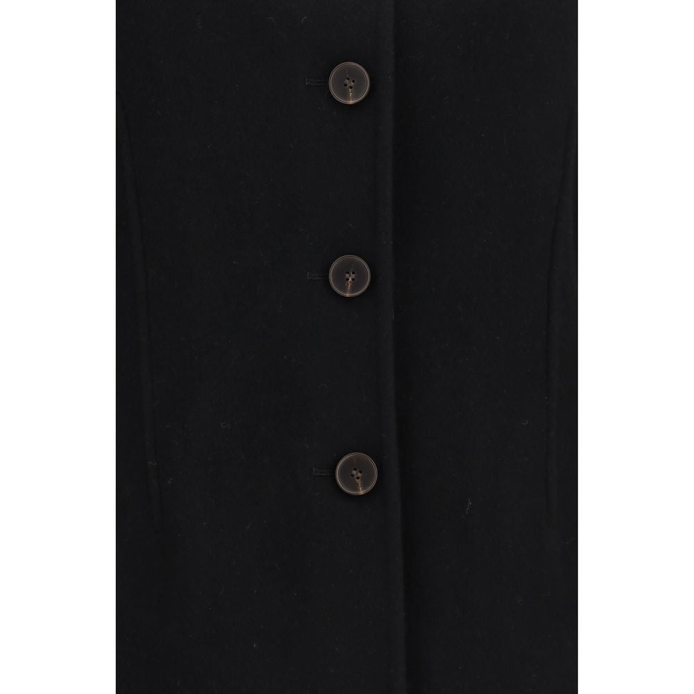 Rohe Schwarze Oves Aries Wolljacke in voller Länge