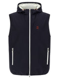 Brunello Cucinelli Blaue Ärmellose Jacke aus Polyamid