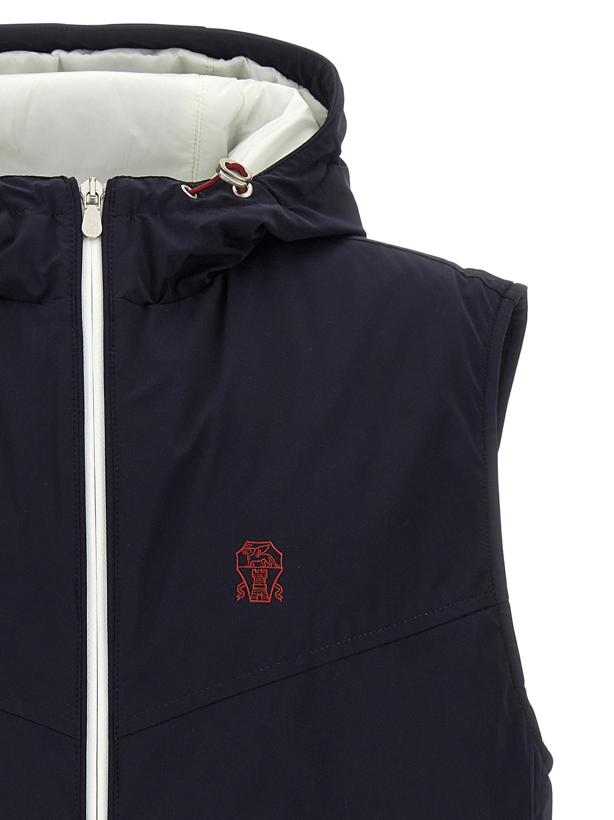 Brunello Cucinelli Blaue Ärmellose Jacke aus Polyamid