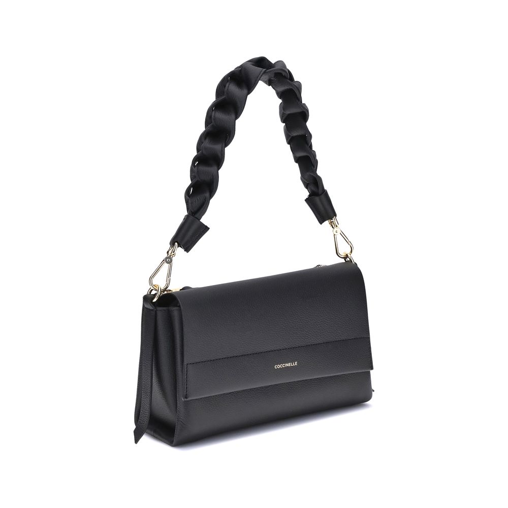 Coccinelle Schwarze Bos Taurus Kalbsleder Schultertasche