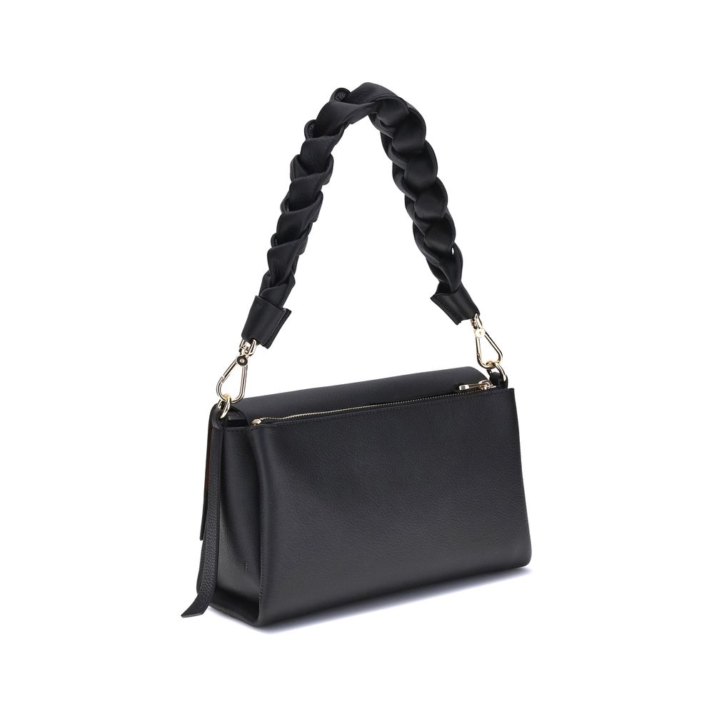Coccinelle Schwarze Bos Taurus Kalbsleder Schultertasche