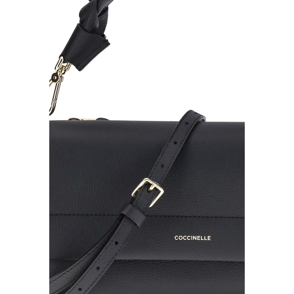 Coccinelle Schwarze Bos Taurus Kalbsleder Schultertasche