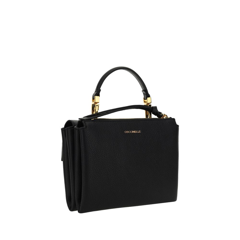 Coccinelle Schwarze Bos Taurus Kalbsleder Schultertasche