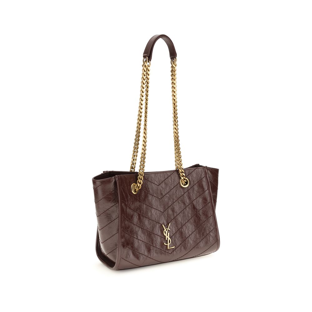 Saint Laurent Braune Kalbsleder Bos Taurus Schultertasche