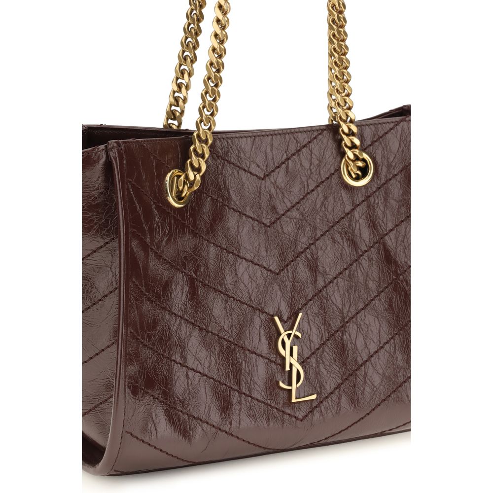 Saint Laurent Braune Kalbsleder Bos Taurus Schultertasche