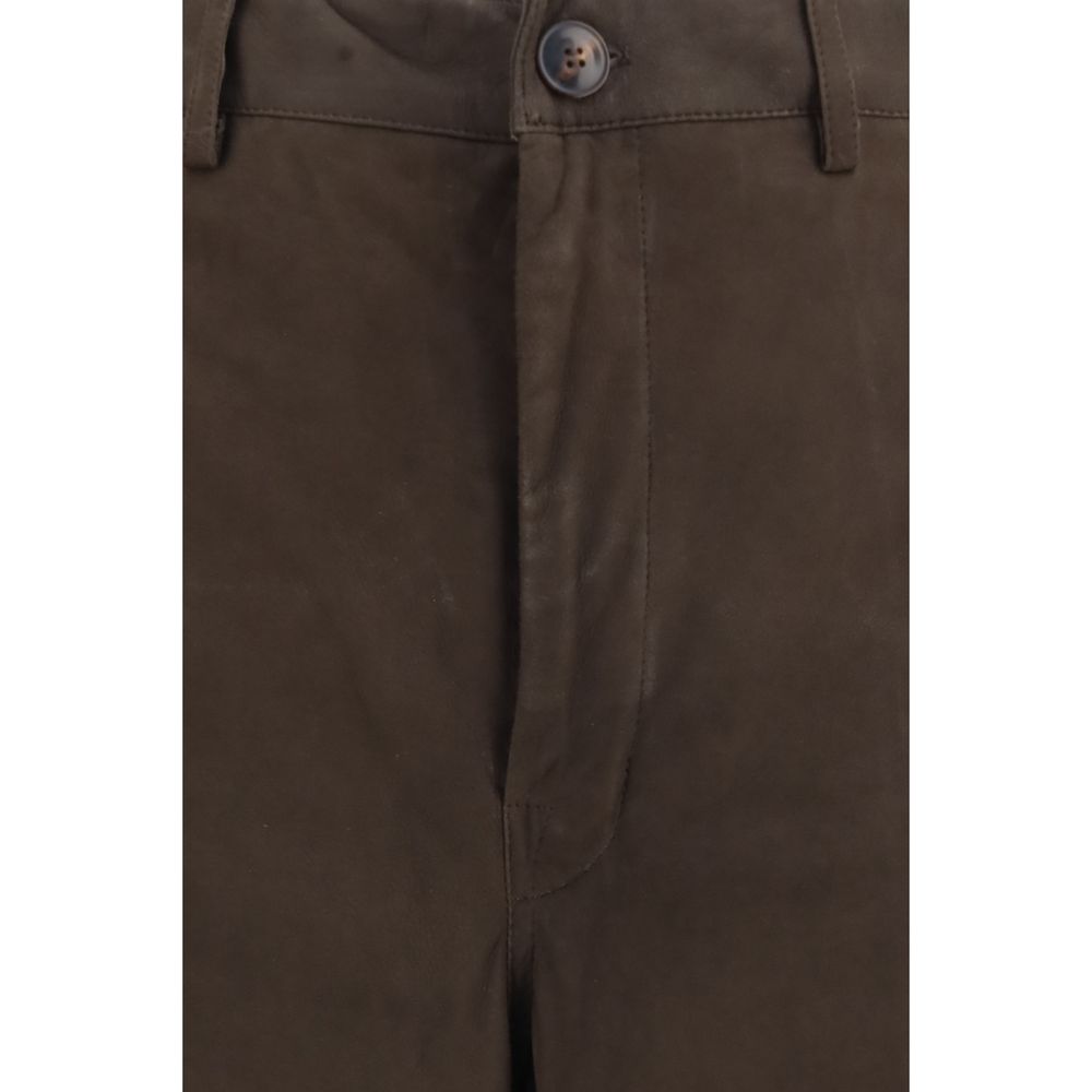Rick Owens Braune Kalbslederhose Bos Taurus Casual