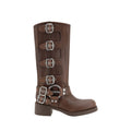 Miu Miu Braune Kalbsleder Bos Taurus Schnürstiefel