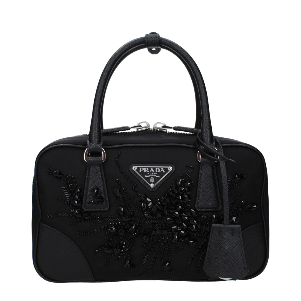 Prada Schwarze Stoffhandtasche