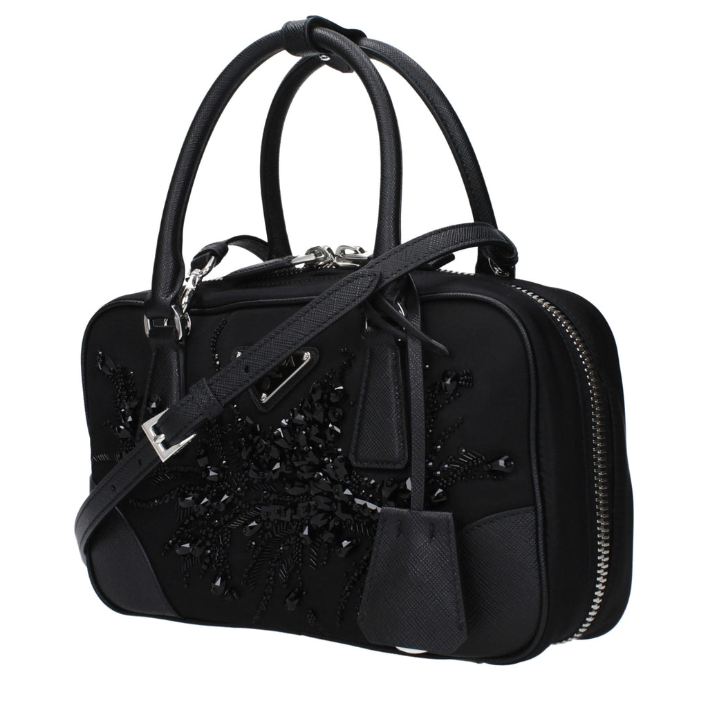 Prada Schwarze Stoffhandtasche