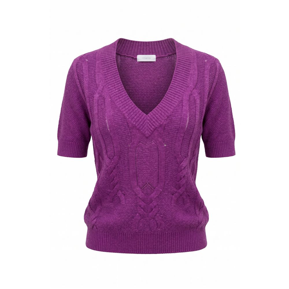 Malo Damenpullover aus violettem Seidenmischgewebe