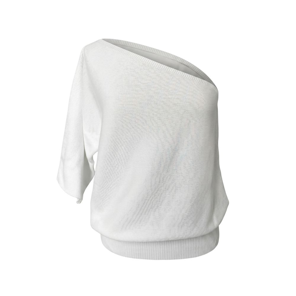 Malo Weißer Damenpullover aus Baumwolle