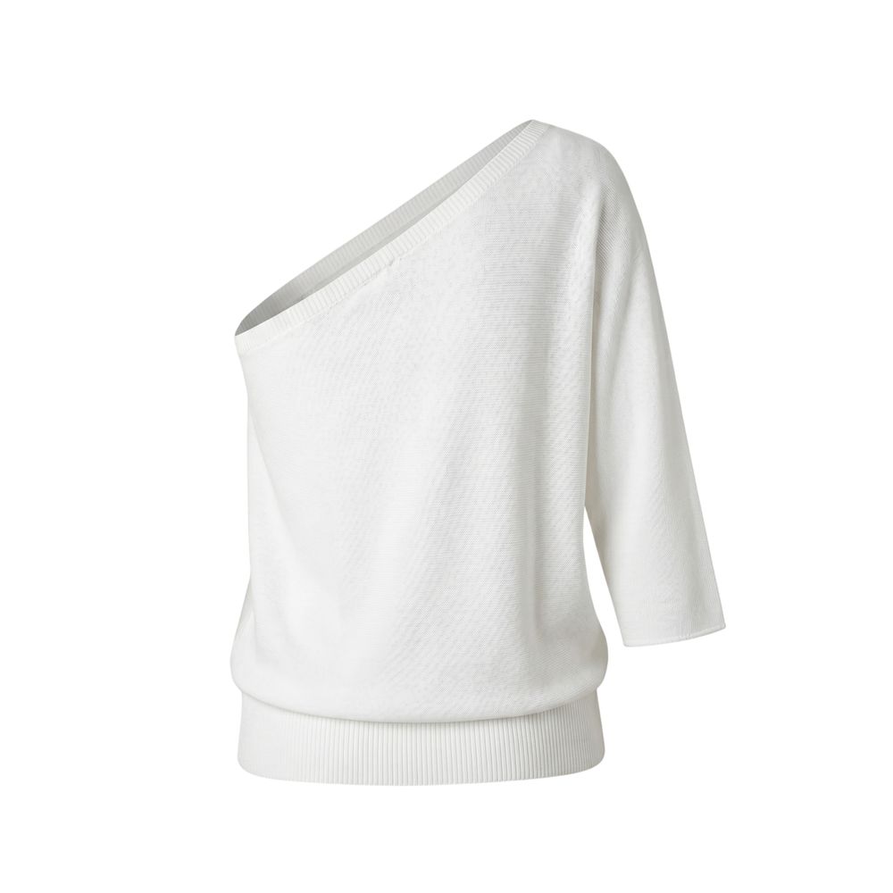Malo Weißer Damenpullover aus Baumwolle