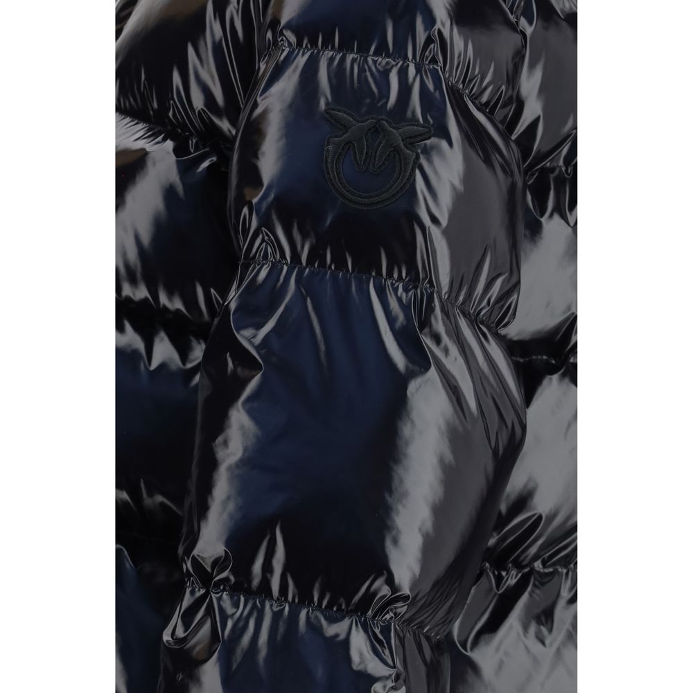 PINKO Schwarze Polyamid-Jacke in voller Länge