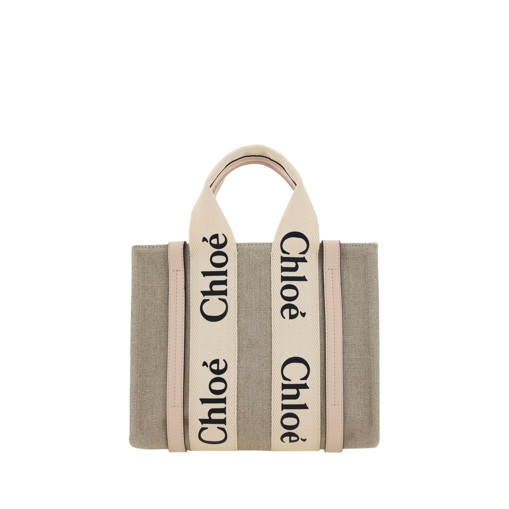 Chloé Braune Leinen Handtasche