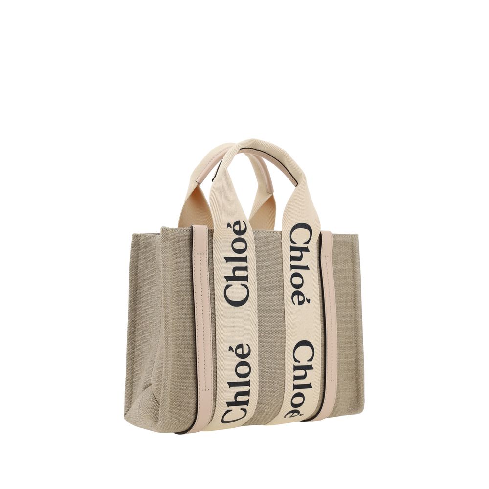Chloé Braune Leinen Handtasche