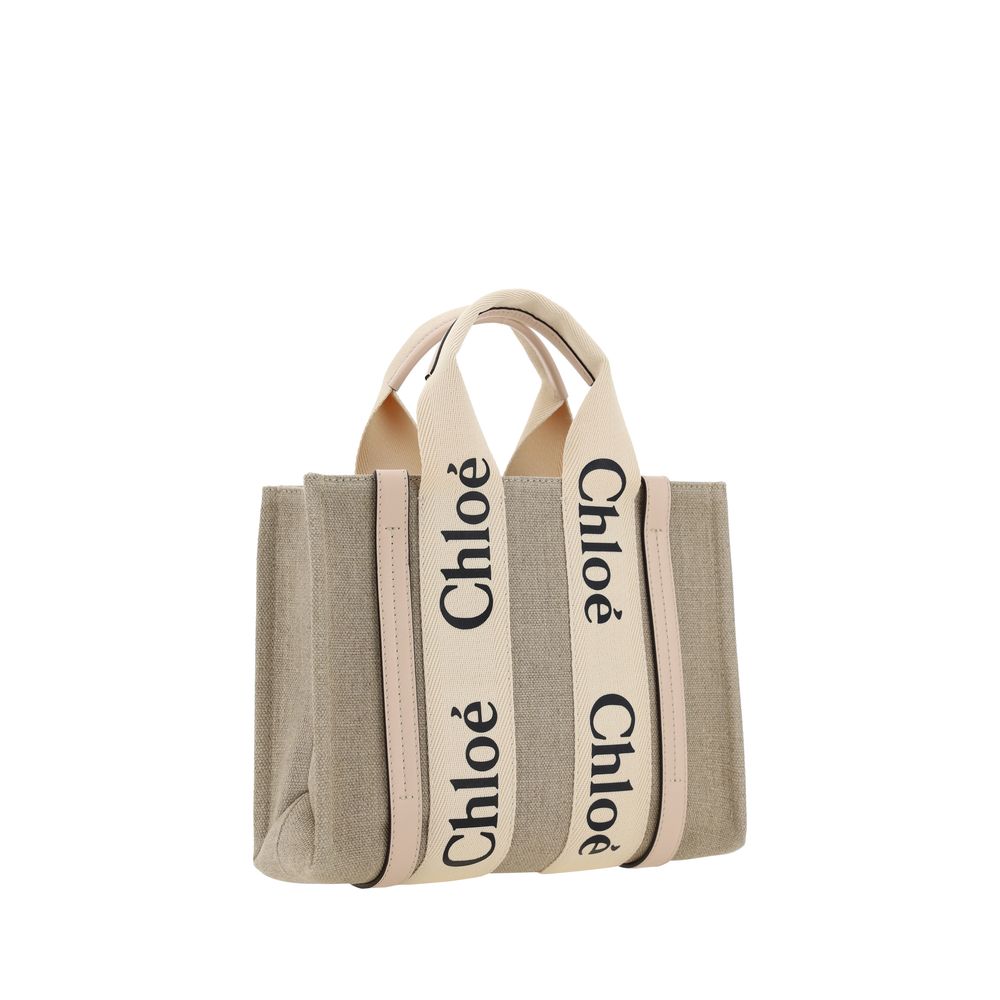 Chloé Braune Leinen Handtasche