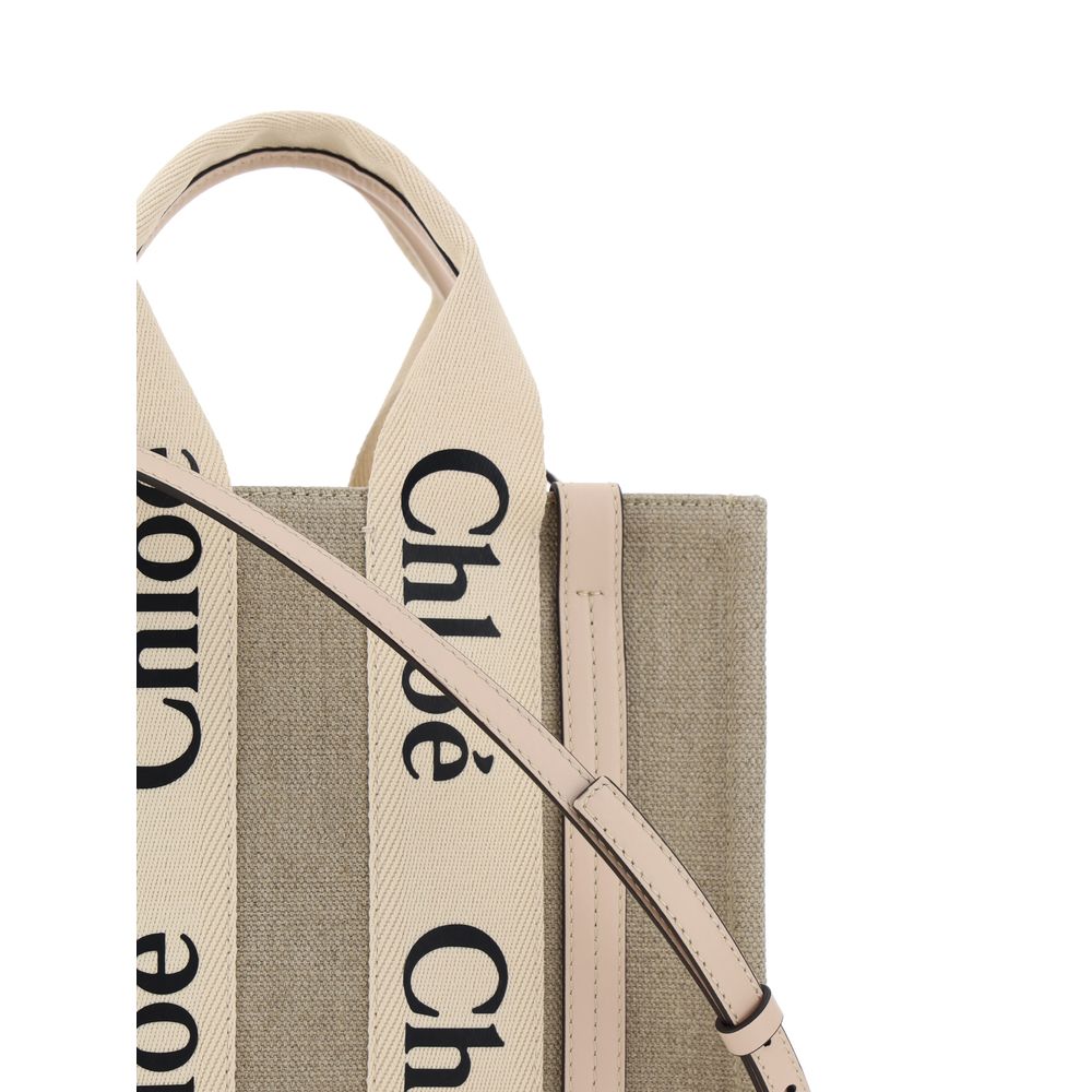 Chloé Braune Leinen Handtasche