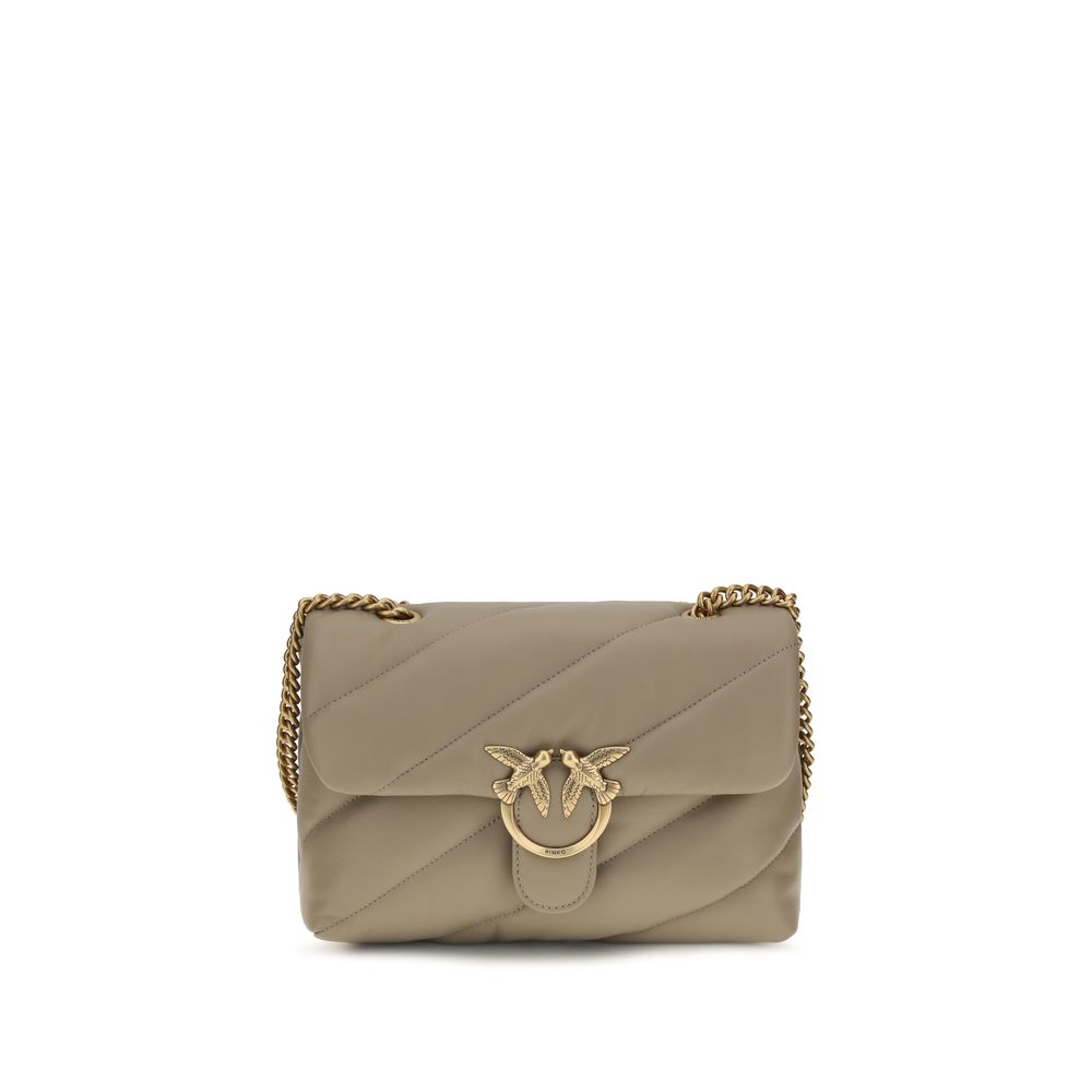 PINKO Graue Bos Taurus Kalbsleder Schultertasche