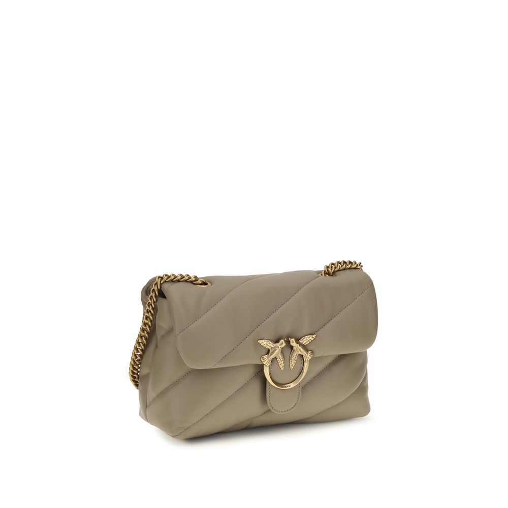 PINKO Graue Bos Taurus Kalbsleder Schultertasche