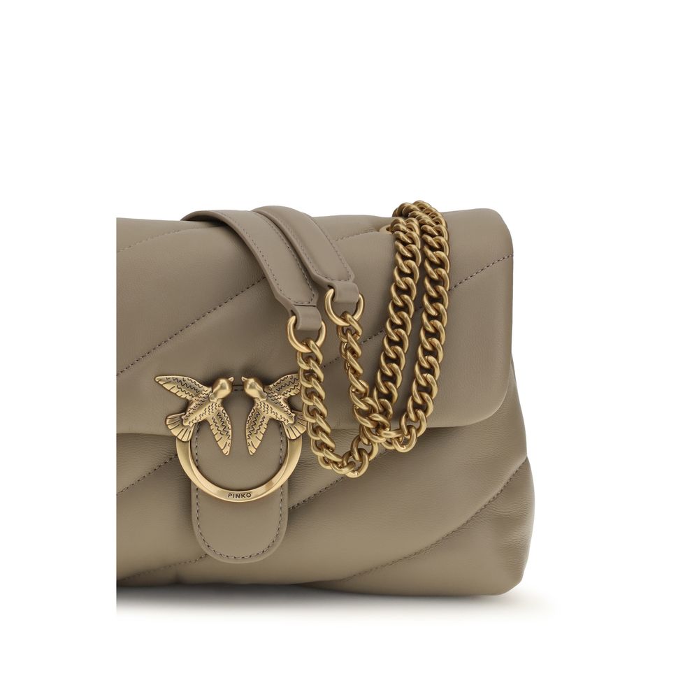 PINKO Graue Bos Taurus Kalbsleder Schultertasche