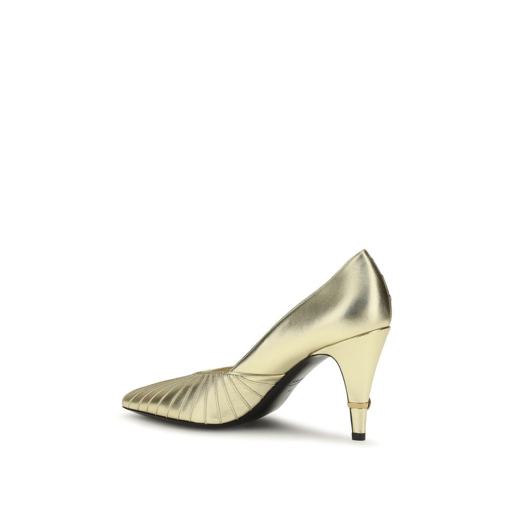 Versace Pumps aus goldenem Kalbsleder Bos Taurus mit hohem Absatz