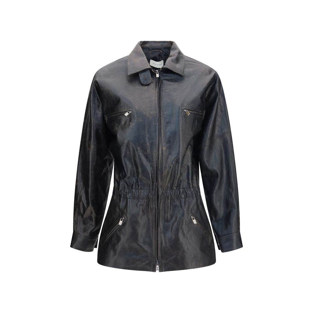 Magda Butrym Schwarze Lammlederjacke