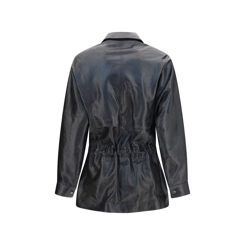 Magda Butrym Schwarze Lammlederjacke