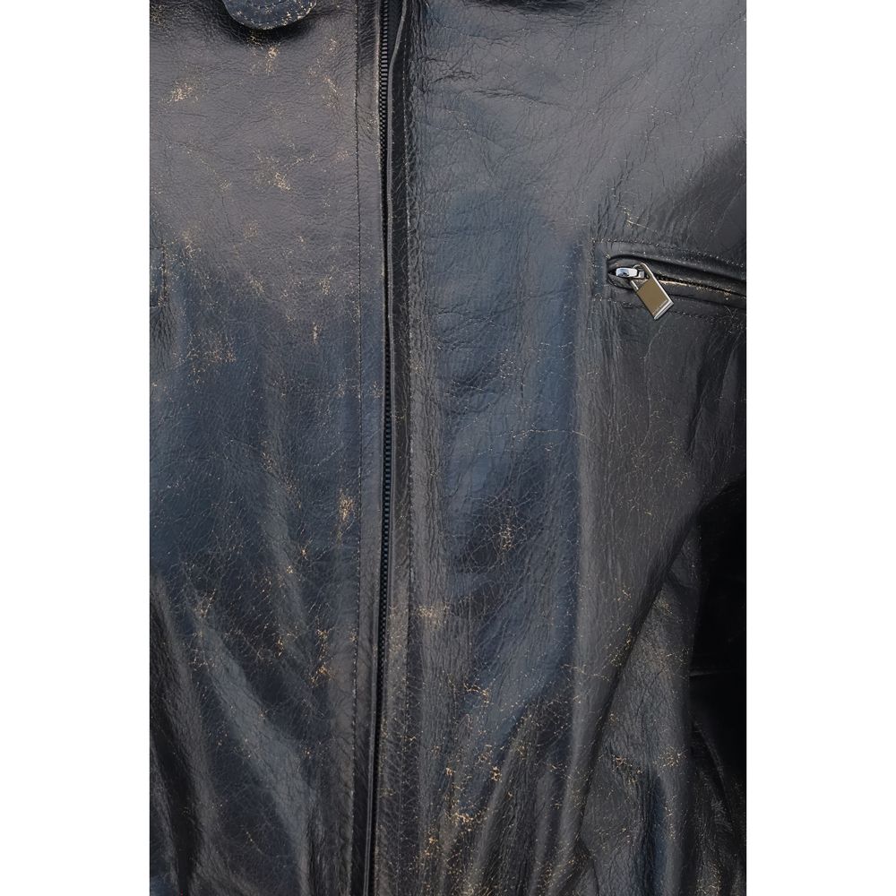 Magda Butrym Schwarze Lammlederjacke