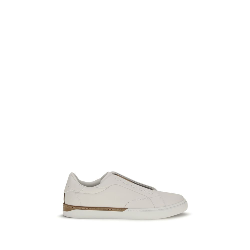 Fendi Weiße Low-Top-Sneaker aus Kalbsleder Bos Taurus