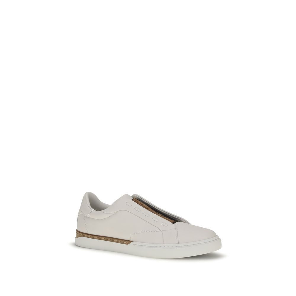 Fendi Weiße Low-Top-Sneaker aus Kalbsleder Bos Taurus